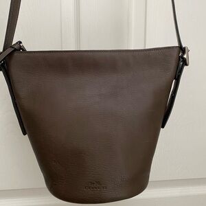 Coach Black and Brown Leather Top-Zip Crossbody